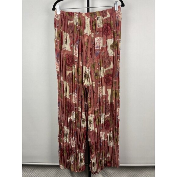 Lisa Z Dusty‎ Pink Floral Garden Crinkle Chiffon Sheer Pants Size S - Picture 4 of 5
